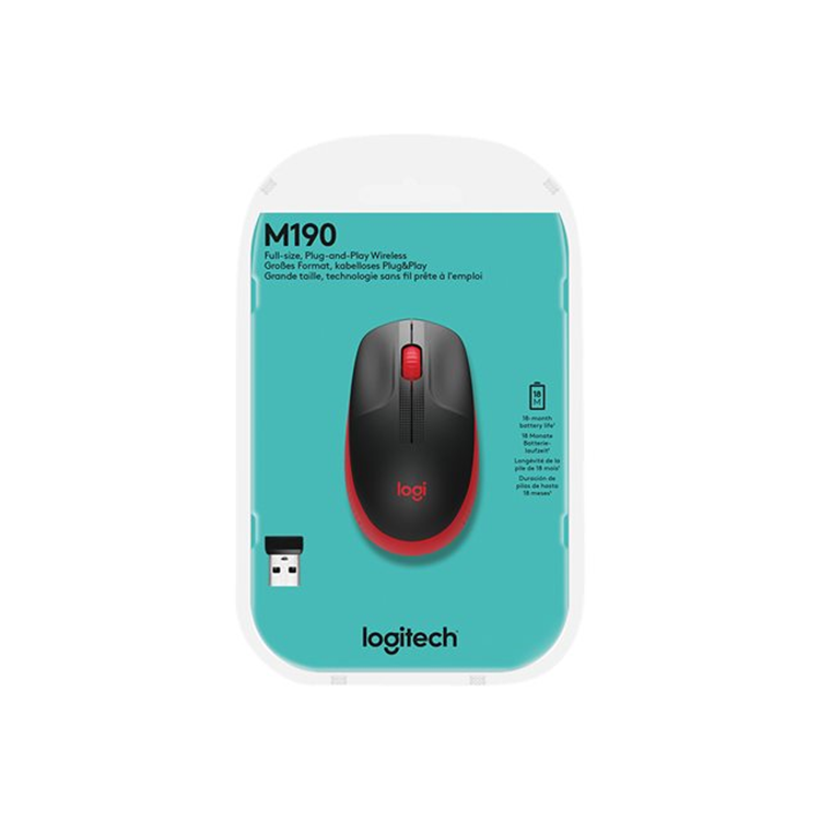 M190 Full-size wireless mouse RED EMEA