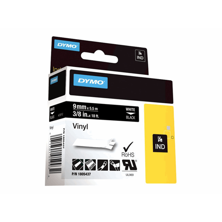 RHINO 9 MM VINYL WHITE ON BLACK