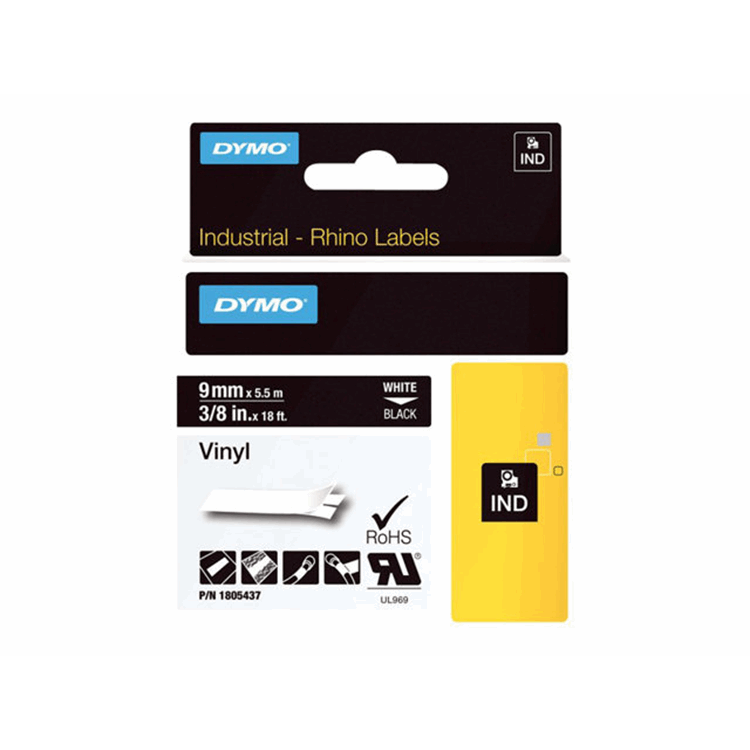 RHINO 9 MM VINYL WHITE ON BLACK