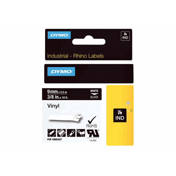 RHINO 9 MM VINYL WHITE ON BLACK