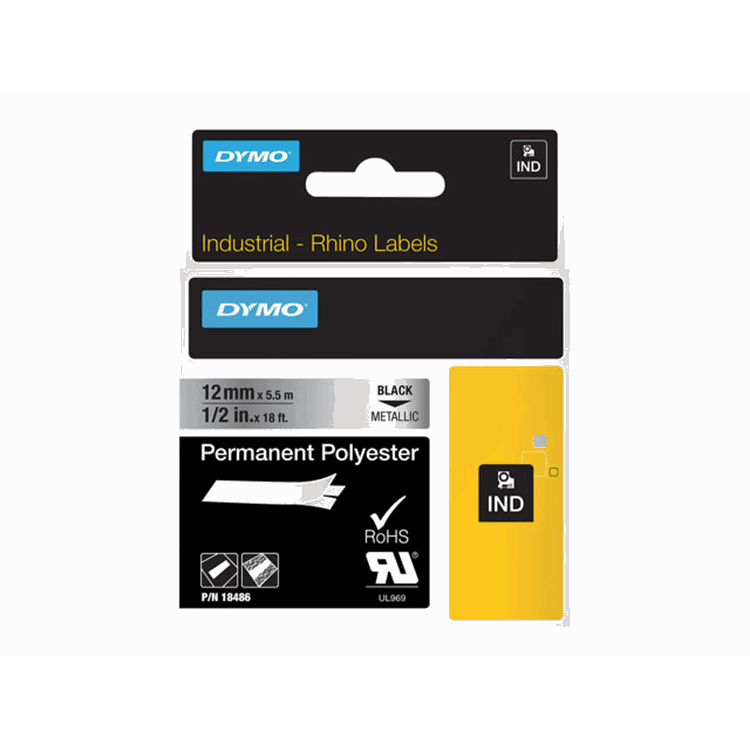 RHINO TAPE PERM. POLYESTER 12MM METALL.