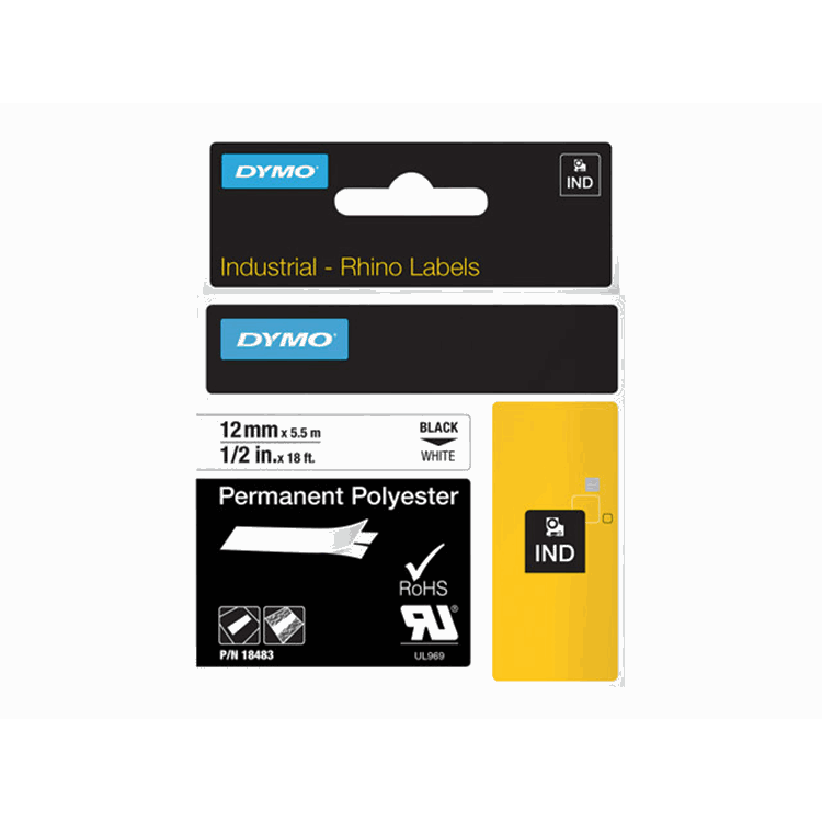 RHINO TAPE PERM. POLYESTER 12MM WIT