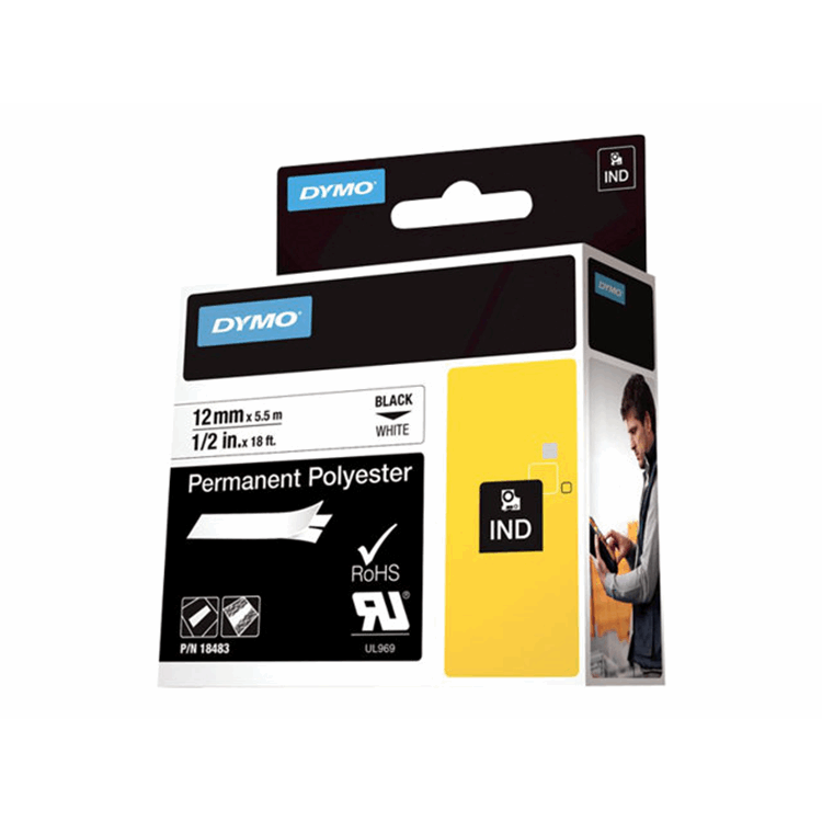 RHINO TAPE PERM. POLYESTER 12MM WIT