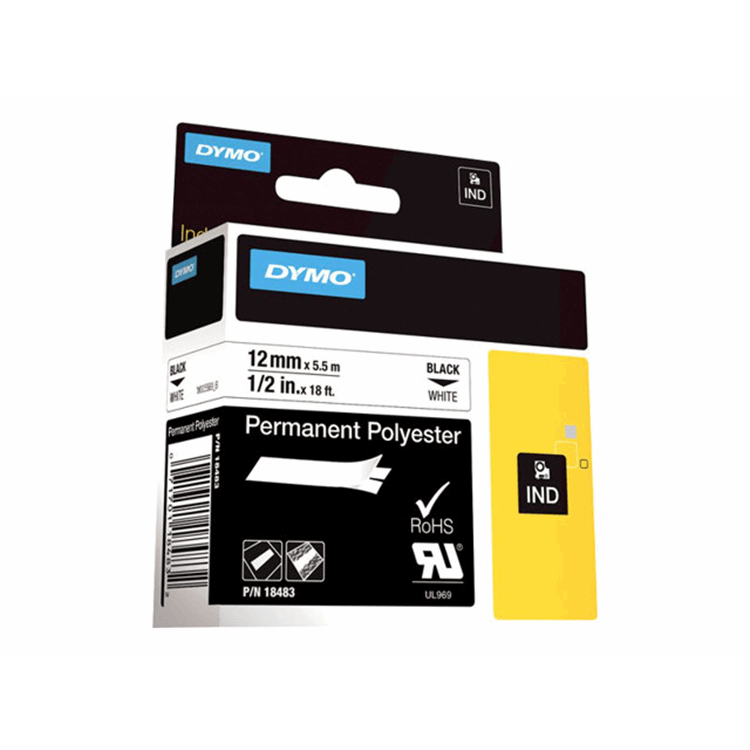 RHINO TAPE PERM. POLYESTER 12MM WIT