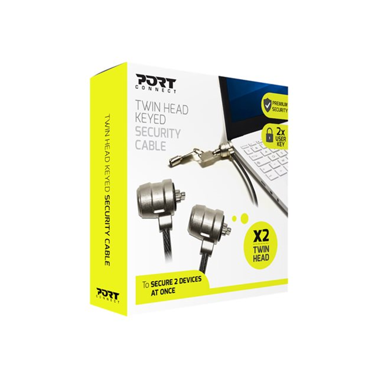 SECURITY CABLE TWIN HEAD KEYED