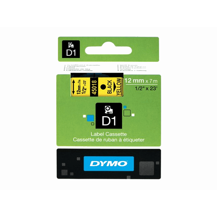 TAPE 12MMX7M ZWART/GEEL