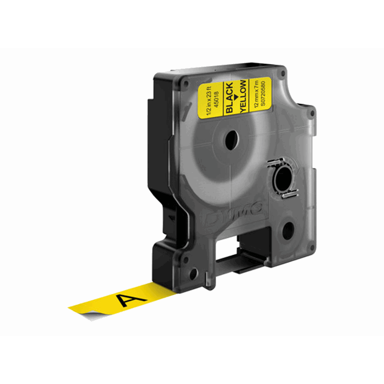 TAPE 12MMX7M ZWART/GEEL