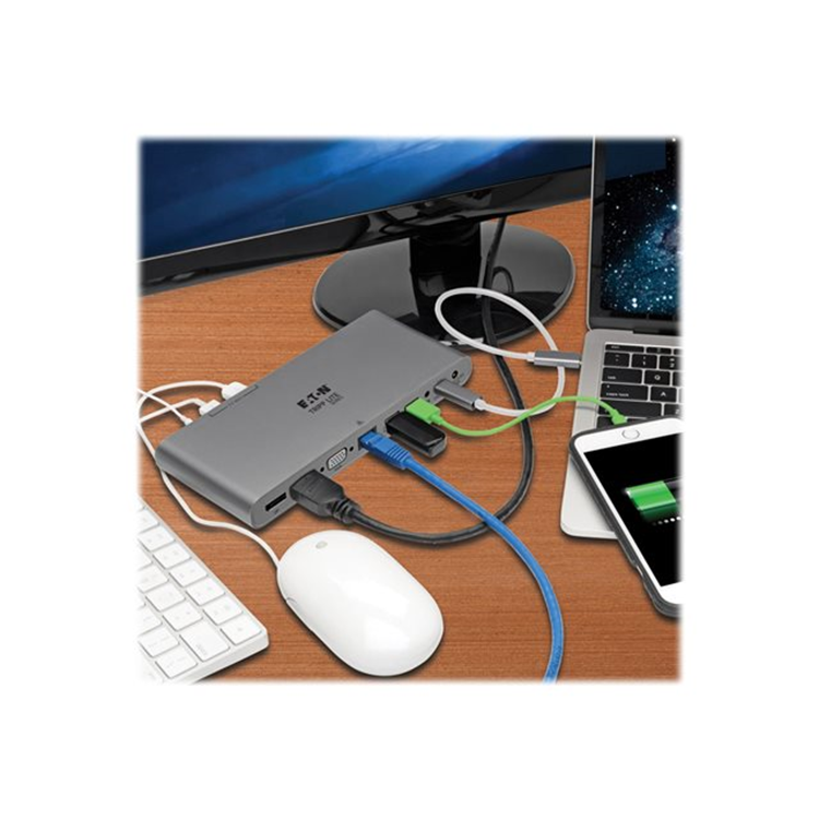 USB-C Dock Triple Display - 4K HDMI/DisplayPort VGA USB 3.2 Gen 1 USB-A/USB-C Hub GbE 100W PD Chargi