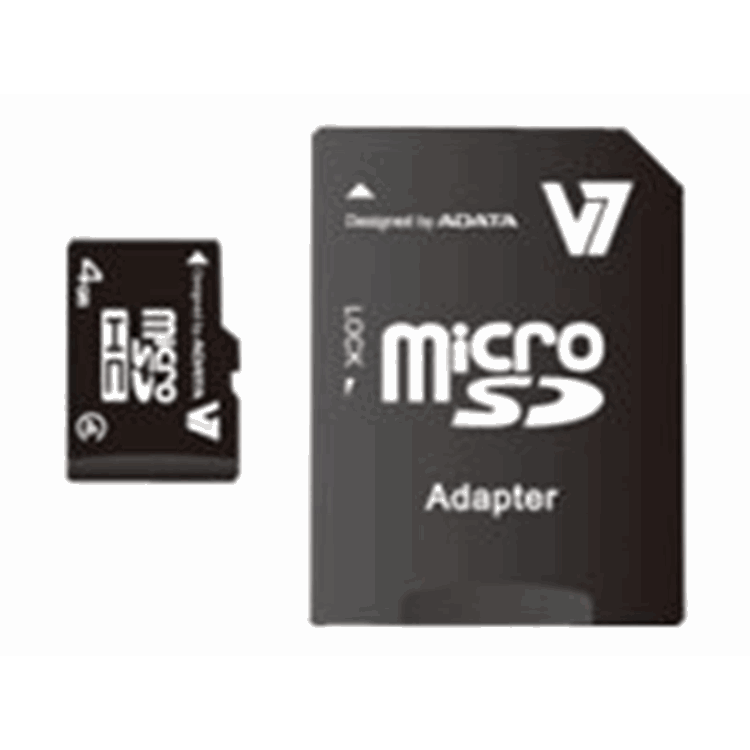 V7 MICROSD CARD 4GB SDHC CL4 INCL SD AD