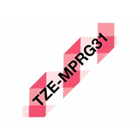 PTOUCH BLACK ON RED GINGHAM TAPE 12MM