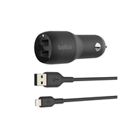 BELKIN Dual USB-A CarCh 1M PVC A-LTG 24W BELKIN Dual USB-A CarCh 1M PVC A-LTG 24W