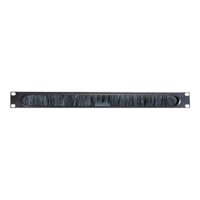 1U CABLE PASS-THRU W/ BRUSH STRIP BLACK